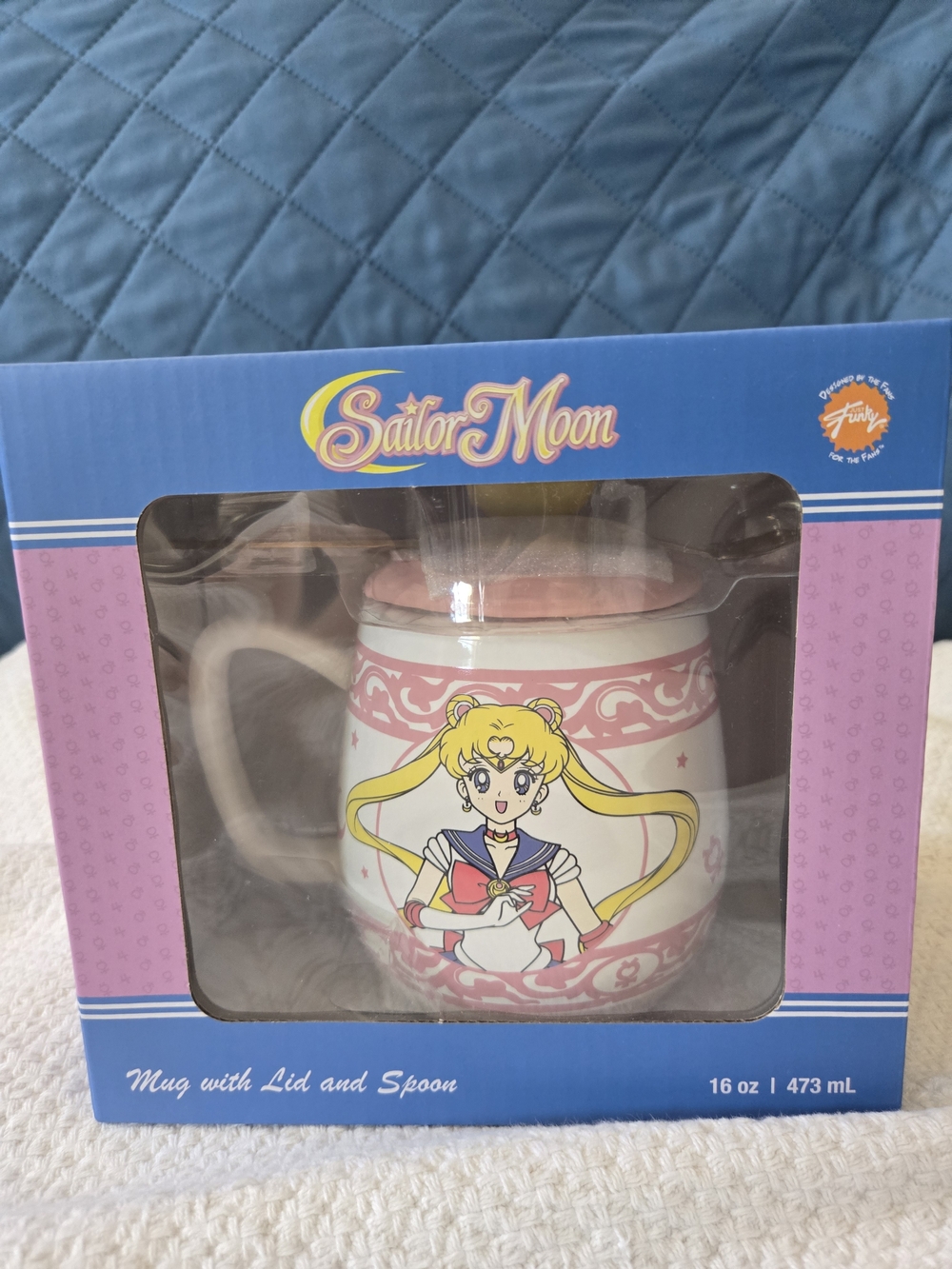 Sailor Moon Ceramic Mug with Lid and Spoon - Pink & White